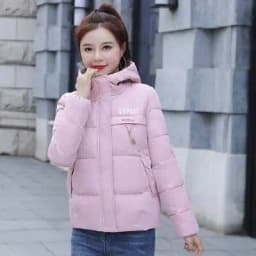 2026 Winter Women's Short Loose Cotton Jacket Thickened down Filled Coat Korean Style Sweet Style Button Zipper Closure Pure ...