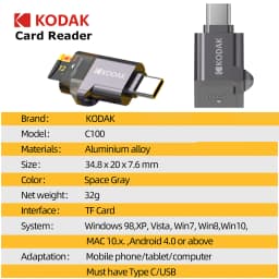Kodak High Endurance Micro SD Card for Dash Cam FAT32 Memory Card 128/256GB 100MB/s Smooth 4K & Loop Recording Microsd Cards