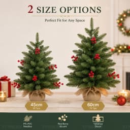 Artificial Christmas Tree Pure PE+PVC+Red Fruit High-grade Desktop Small Christmas Tree 45cm/60cm Family Christmas Decorations