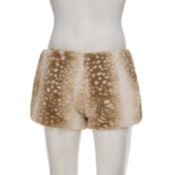Deer Pattern Print Furry Shorts 2025 Fall Winter Women Fashion Low Waist Faux Fur Night Clubwear Casual Streetwear Bottoms