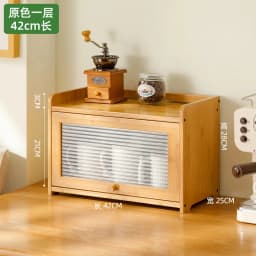 Natural Bamboo Storage Cabinets Dustproof Acrylic Doors Cup Holder Tea Set Display Kitchen Organizer Dining Room