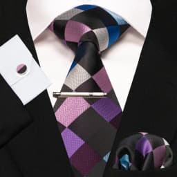 8cm Silk Mens Ties Green Black Ties Plaid Stripe Necktie Pocket Square Cufflinks Tie Clips Set Men's Wedding Business Party Tie