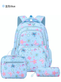 3pcs/set Flower Butterfly Prints School Backpack for Girls Bookbag set Elementary Middle School Student Backpack with Lunch Box