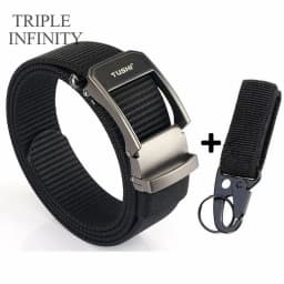 Fashion Metal Automatic Buckle Webbing Belts For Men Thick Tough Canvas Tactical Belt Outdoor 3.4cm Jeans Pants Waistband Hiking