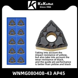 Kakarot Carbide Insert WNMG080404-CQ AP45 WNMG 080408-TM Turning Tools Rough machining CNC Lathe Cutter 10pcs Blade Plate