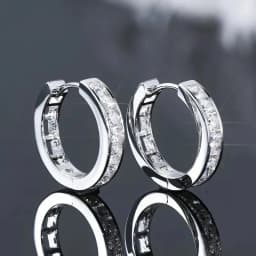 925 Sterling Silver Punk Hoop Earrings For Men Cubic Zirconia Huggie Cartilage Cuff Hypoallergenic Earrings Jewelry