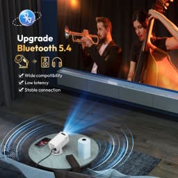 XGODY Gimbal 3 Pro Portable Projector, Native 720P 300 ANSI 4K Supported, Android 14 WiFi 6 BT 5.4, Vertical Auto Keystone Correction Wireless Mirroring, 20-120 Inch Camping Movie Gaming Projector with HDMI USB