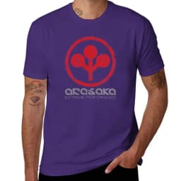 Cheavyweight streetwear anime clothes Distressed Arasaka Corp Logo T-Shirt Aesthetic clothing blacks workout shirts for men