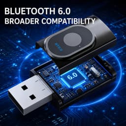 KEBIDUMEI 2 IN 1 Bluetooth 6.0 Audio Transmitter Receiver 3.5mm AUX USB Dongle With MIC Music Wireless Adapter For Car/TV/PC