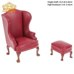 Doll house sofa furniture model simulation double leather sofa Miniature Furniture Armchair Sofa Footstool Doll Decor Toy