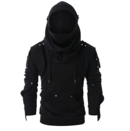Sweatshirts Men Hoodies Solid Full Sleeve Casual Regular Drawstring Splice Tops Sweatshirt Rivet Pockets Autumn Winter