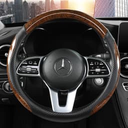 Peach Wood Grain Car Steering Wheel Cover Non-slip Four Seasons General Motors Handle Cover Fits 14.5-15" Steering Wheels