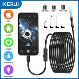 KERUI 8mm 2MP Endoscope Automotive Borescope Inspection Camera Dual/Single Lens for Iphone IOS Smart Phone Android Type C Cars