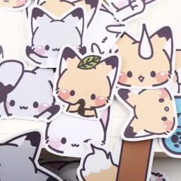 40PCS Kawai Little Fox Head Cute Hand Book Sticker Package Material Hand Book Mobile Phone Animal Children's Decoration