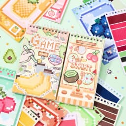 36 Sheets Pixel Bead Sticker Book, Gaming Console Theme DIY Art Craft for Scrapbooking, Guitar, Phone Case, Notebook Decoration