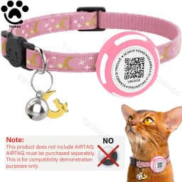 Glow AirTag Cat Collar with Airtag Holder & Pet Name QR Code for Apple Tracker Dual Protection Pet Collar for Kitten Puppy