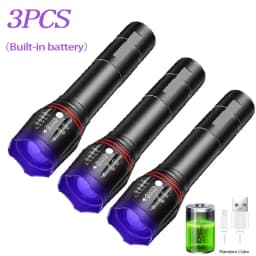 395nm LED UV Flashlight Type C Rechargeable Zoom Torch Light for Ink Dryer Money Fluorescer Detector UV Oil Curing Purple Light