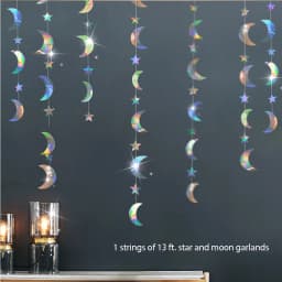 Iridescent Star Moon Circle Garland Ramadan EID Mubarak Birthday Party Decorations Hanging Crescent Twinkle Little Star Streamer