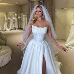 Eightree Elegant A-Line Wedding Dresses Strapless Side Slit Bridal Dress Women Appliques Evening Wedding Prom Gowns Customized