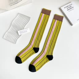 Socks Women's High Tube Calf Knee-length Socks Retro Illustration Art Abstract Street Autumn and Winter Cotton Socks High Sock