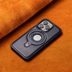 Luxury Magnetic Hidden Stand Ring Wireless Charge For Magsafe Leather Case For iPhone 12 13 14 15 16 17 Pro Max Hollow Cover