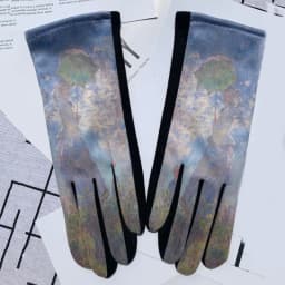 Women Autumn Winter Keep Warm Touch Screen Oil Painting Literary Fashion Personality Gloves Elasticity Drive Cycling Retro Opera