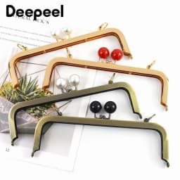 1/2Pcs 20cm Metal Pearl Head Handle Embossed Bag Kiss Clasp Handbag Frame Lock Buckle Purse Replace Handles DIY Accessories
