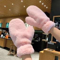 Elegant Thicken Plush Soft Winter Fingerless Gloves Women Warm Fur Mittens Cold Protection Velvet lining Outdoor Fluffy Gloves