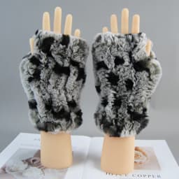 2026 New Fashion Real Rex Rabbit Fur Gloves Women Winter Genuine Fur Mittens Girl Fingerless Gloves Wrist Warmer Elastic Fluffy