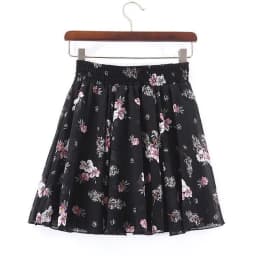 Summer 2026 Korean Style  Floral Chiffon High Waist Elastic Slimming Skirt Pants Half Body Cute Style Casual Print Skirt