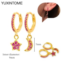 925 Silver Ear Needle Rose Red Hoop Earrings For Women Exquisite Water Drop/Flower/Heart Crystal Piercing Huggie Earring Jewelry