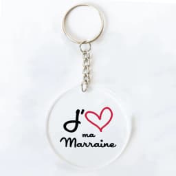Best Godmother In World Print Keychain Circle Monogram Acrylic Keyring Fashion Key Chain Festive Birthday Gifts for Marraine