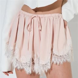 Sexy Women's Mini Shorts Lace Patchwork Drawstring Elastic Waist Casual Summer Loose Lounge Shorts Fashion Streetwear