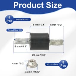 4/8Pcs M3 M4 M5 M6 Rubber Isolator Mounts Rubber Studs Shock Absorber Anti-Vibration Isolation Damping Mounts with Lock Nuts