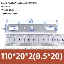 1Pc 304 Stainless Steel Thickened Double Hole Straight Flat Gasket - Bolt Fastening Blocking Plate Hardware Accessory