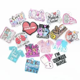 10PCS Mixed 54MM Glitter Acrylic Charms Heart Lung Dog Mom Nurse Fit DIY ID Card Badge Holder Jewelry Making