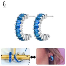925 Sterling Silver Needle Exquisite Turquoise Silver Earrings for Women Blue Crystal Geometry Pendant Earrings Luxury Jewelry