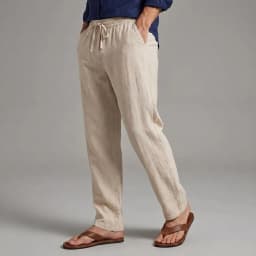Men's Cotton Linen Suit Pants Elastic Waist Solid Color Breathable Lightweight Old Money Casual Business Straight Leg Pants