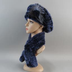 2026 New Winter Rex Rabbit Fur Hats Scarves Women Fashion 100% Genuine Knit Fur Caps Scarves Sets Lady Warm Real Fur Hat Muffler