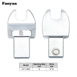 Fanyaa Square Drive 9x12 Open End Wrench Interchangeable Torque Head, Individual Crowfoot Wrench Full Polish 7-19mm