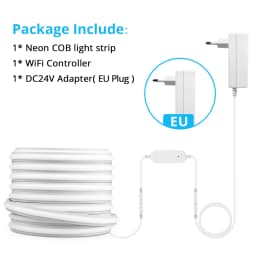 Tuya Smart Life WiFi Dimmable COB LED Light Strip 24V Solid Neon Self-Adhesive Waterproof Tape Work with Alexa Echo Google Home