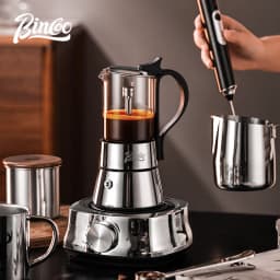 Bincoo Two Person 120ml Mocha Pot Visible Glass Türkiye Coffee Pot Electric Ceramic Stove Heating Concentration Extraction Pot