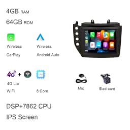IPS 1280*720 Carplay 10.4" Android 13.0 6GB+128GB Car DVD Player GPS WIFI Radio For Maserati GranTurismo GT GC 2007- 2017
