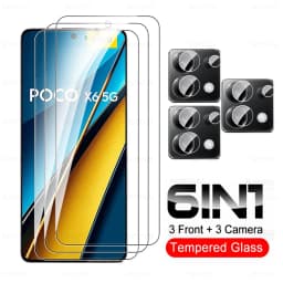 For Poco X6 5G Glass 6in1 Tempered Glass Camera Film Little X 6 X7 Pro X7Pro X6Pro PocoX6 PocoX7Pro PocoX6Pro Screen Protector