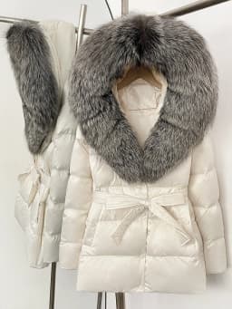 OFTBUY Winter 90% Duck Down Jacket Women Luxury Large Natural Silver Fox Fur Hooded Thick Warm Female Parkas Waterproof