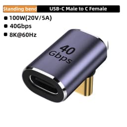 NNBILI USB4.0 40Gbps OTG USB C 90degree Adapter 100W 5A USB C to Type C Fast Charging Converter Data Adapter For Macbook 8K60HZ