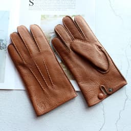 Deerskin Gloves Men's Touch Screen High-Quality Leather 2025 New Hand-Stitched Thin Wool Lining Keeps Warm in Autumn and Winter