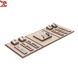 Champagne Leather Watch Display Stand Jewelry Counter Window Showcase Watch Chain Display Props Set for Jewelry Exhibition