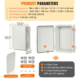 SucceBuy Outdoor Electrical Junction Box ABS Plastic&Hinged Cover Stainless Steel Latch IP67 Waterproof to Electrical Projects
