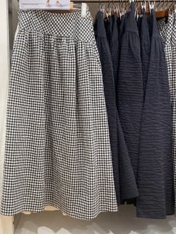 Summer Style A-Line Skirt Bubble Fabric Plaid Long Skirt High Waist Commute Friendly Mid-Length Color Other Material